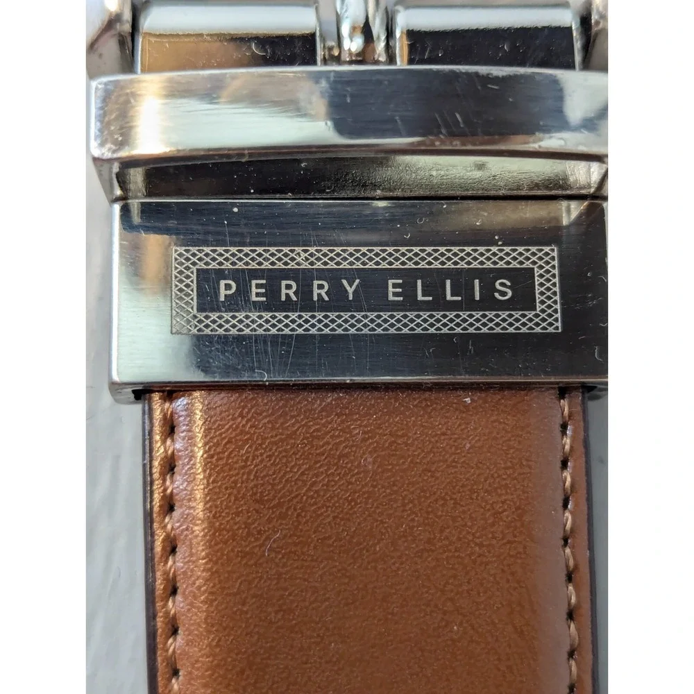 Perry Ellis Reversible Belt Men's Size 40 Black Brown Faux Leather Formal Casual